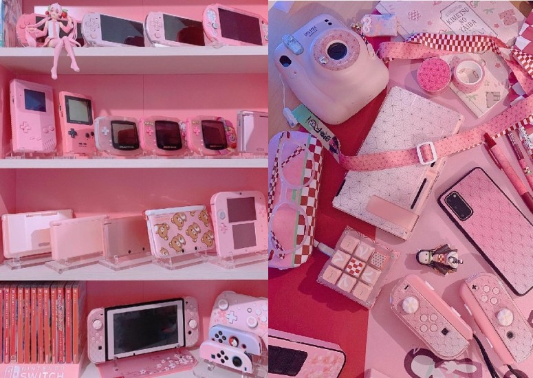 How many of Midori's pink gadgets and accessories can you count?